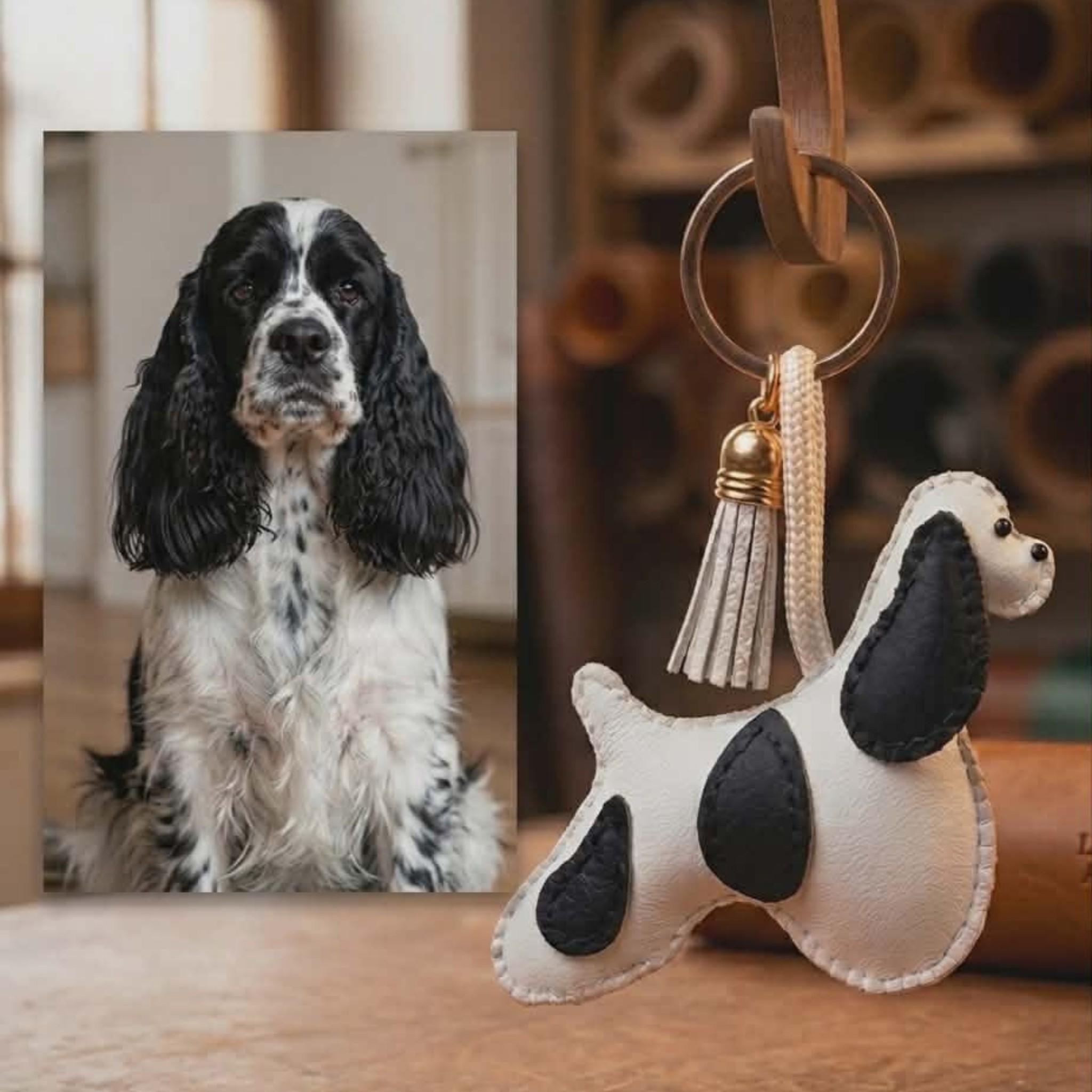 Portachiavi Cane Personalizzato in Eco Pelle Fatto a Mano